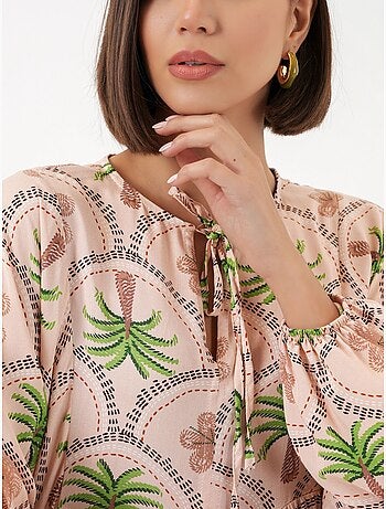 Robe longue à imprimé tropical et fermeture boutonnée bdart
