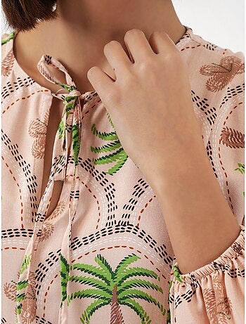 Robe longue à imprimé tropical et fermeture boutonnée bdart