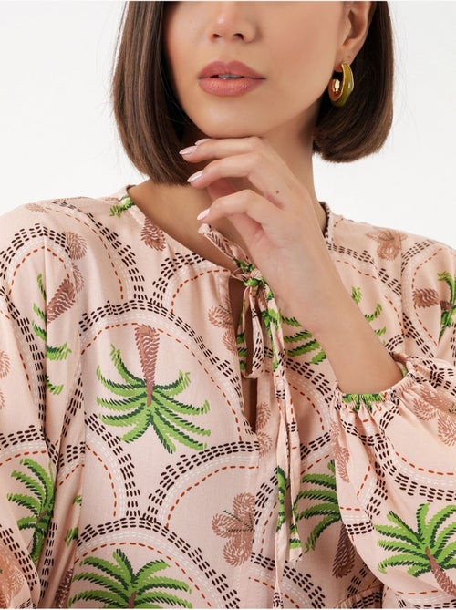 Robe longue à imprimé tropical et fermeture boutonnée bdart - Kiabi