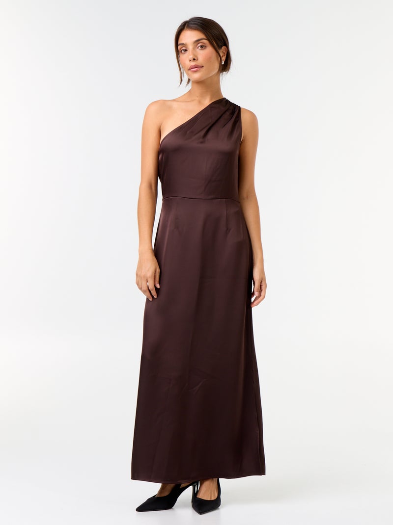 Robe longue à la coupe asymétrique Marron - Kiabi