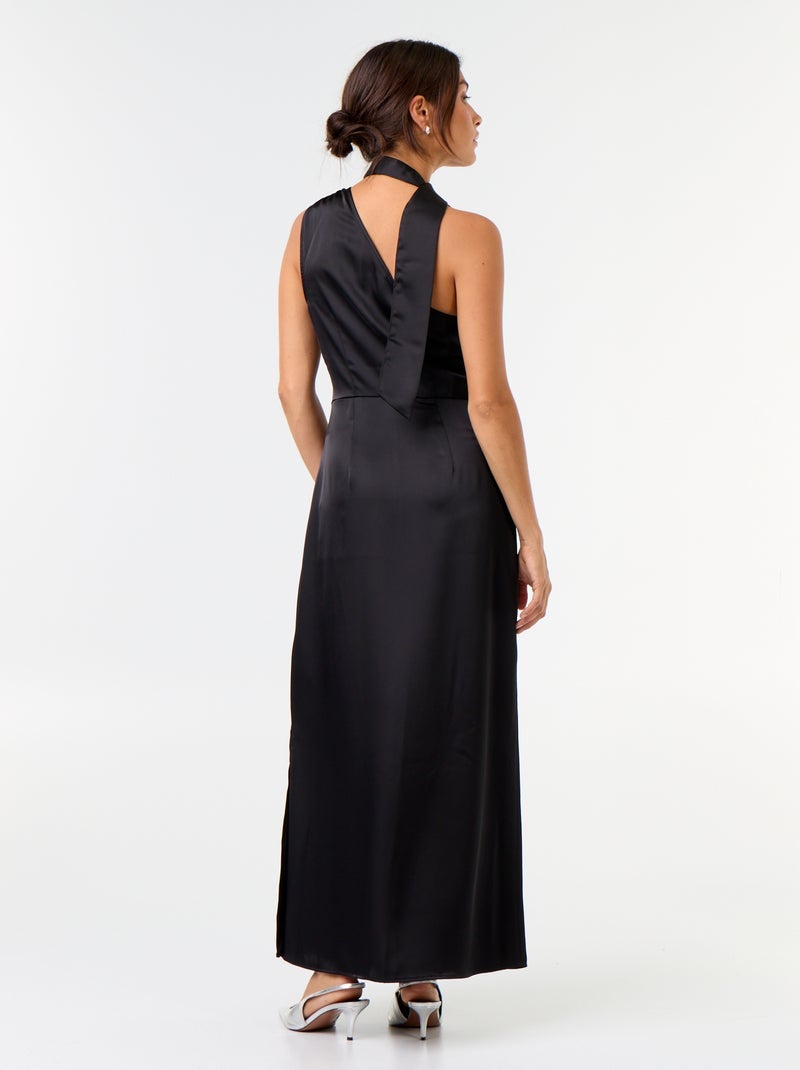 Robe longue à la coupe asymétrique Noir - Kiabi