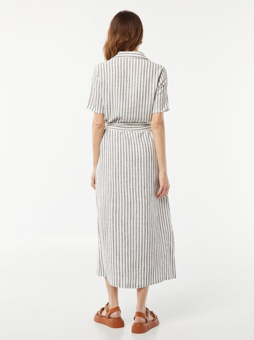 Robe longue à manches courtes en lin mélangé - Kiabi