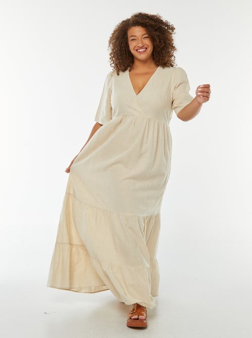 Robe longue à manches courtes et base à étage - Kiabi