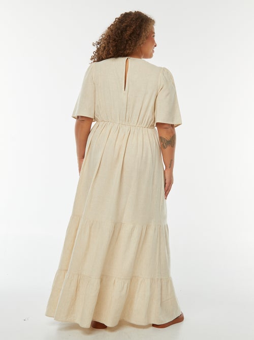 Robe longue à manches courtes et base à étage - Kiabi