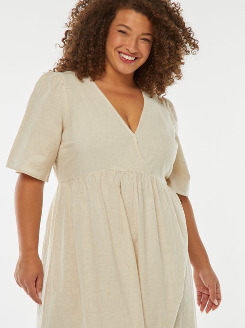 Robe longue à manches courtes et base à étage - Kiabi