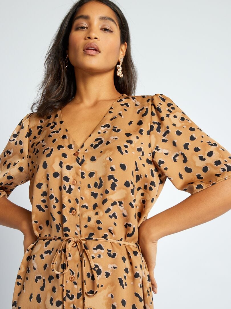 Robe longue à manches courtes 'JDY' Camel - Kiabi