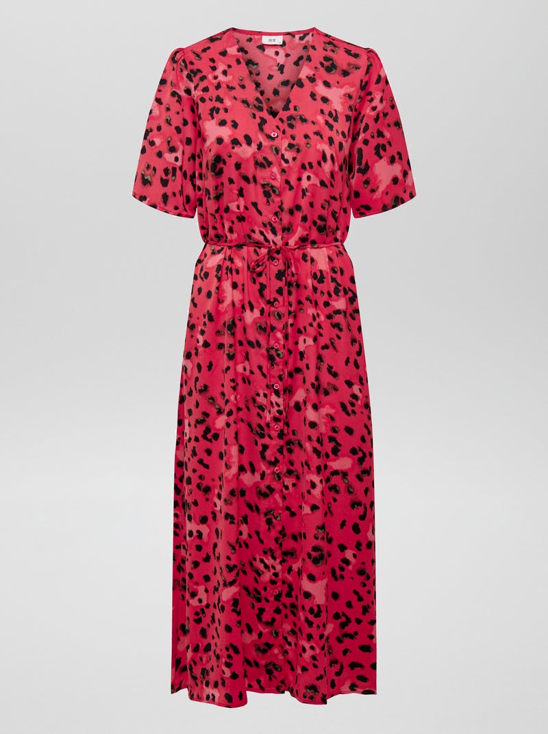 Robe longue à manches courtes 'JDY' CORAI LEOP - Kiabi