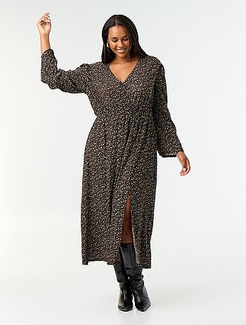 Robe longue à manches longues à motif