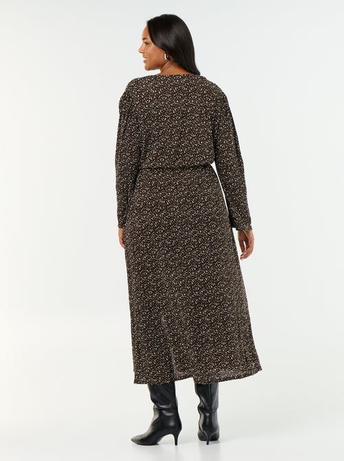 Robe longue à manches longues à motif - Kiabi