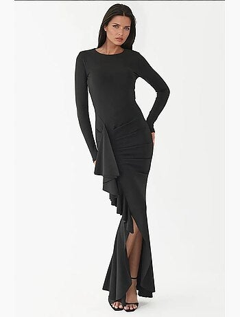 Robe longue à manches longues avec fente à volants hiccup