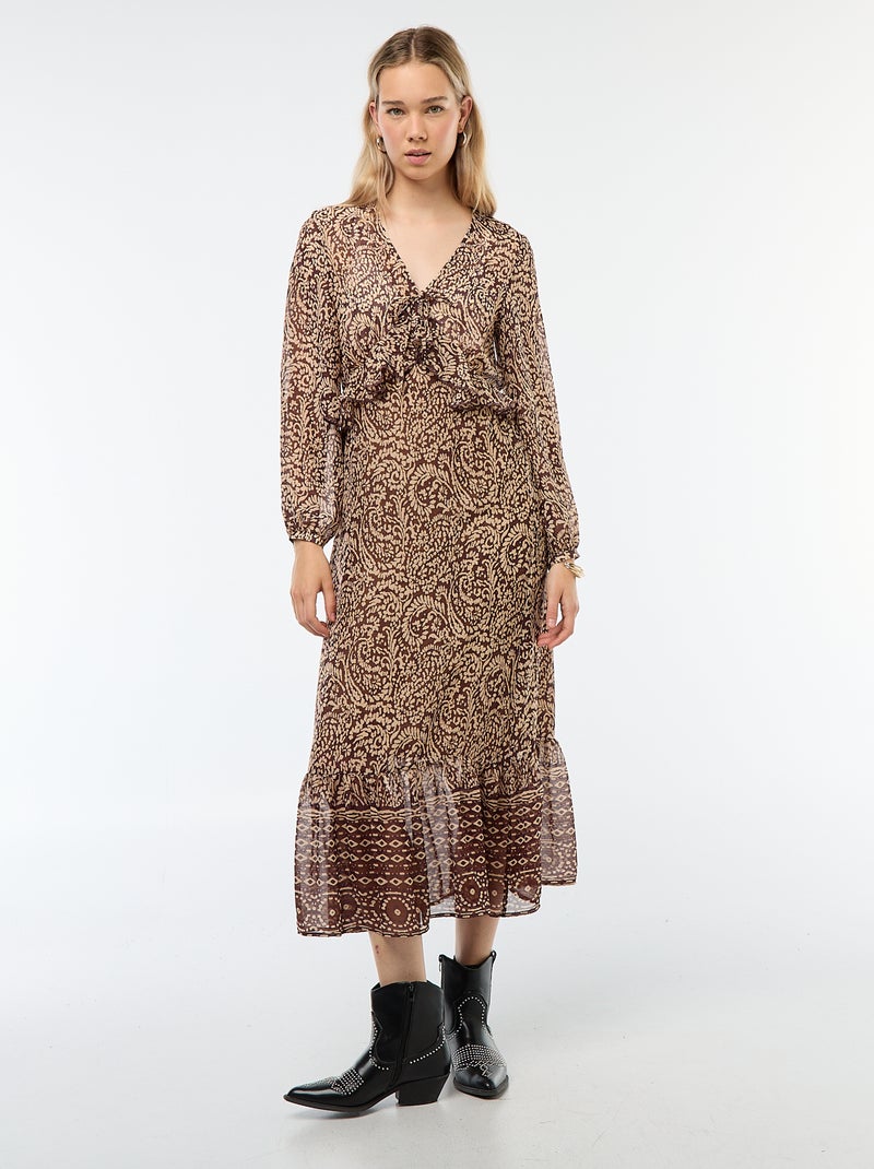 Manches Longues Sortie De Plage Femme Kiabi Robe Courte à Motif