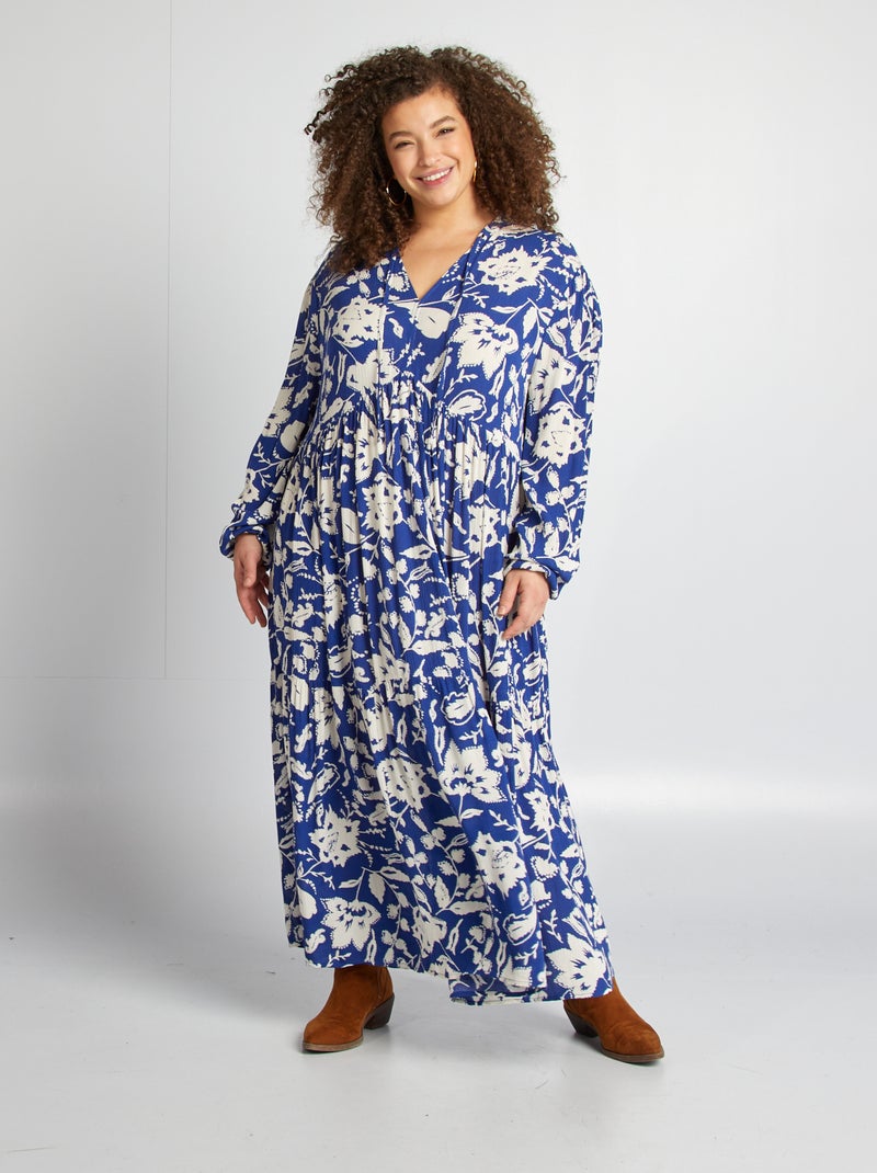 Robe longue à motif Bleu - Kiabi