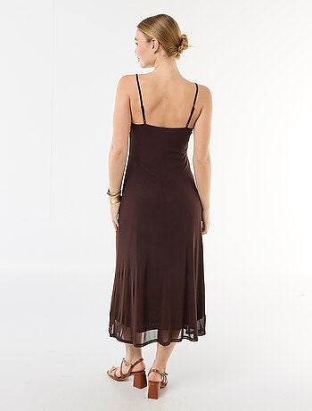 Robe longue à motif et fines bretelles