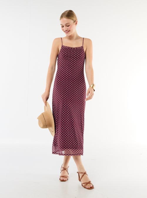 Robe longue à motif et fines bretelles - Kiabi