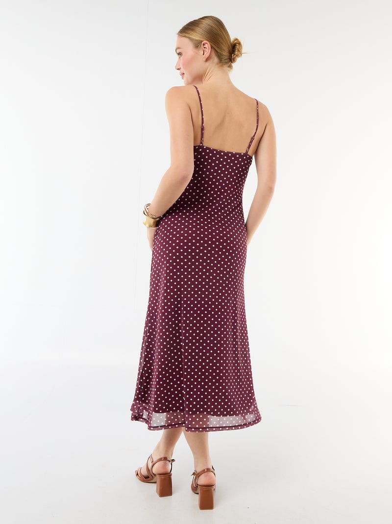 Robe longue à motif et fines bretelles Rouge - Kiabi