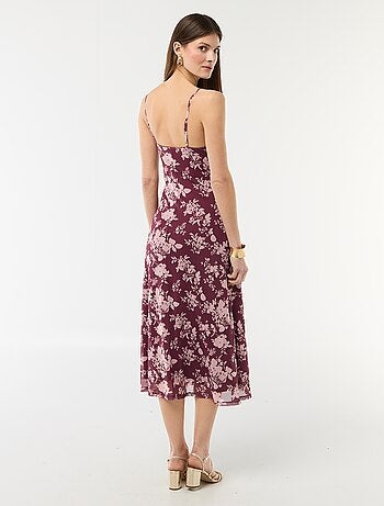 Robe longue à motif et fines bretelles