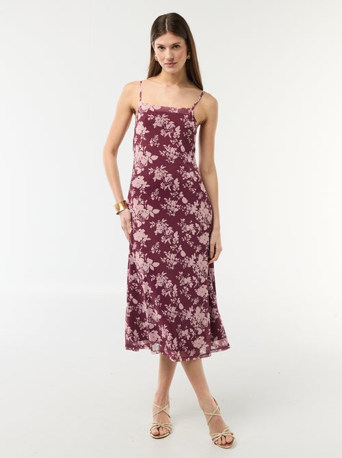 Robe longue à motif et fines bretelles - Kiabi