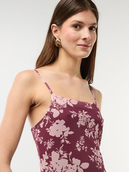 Robe longue à motif et fines bretelles - Kiabi
