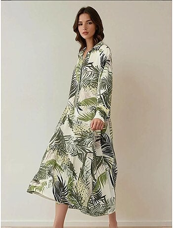 Robe longue à motif fleuri et col chemise hiccup