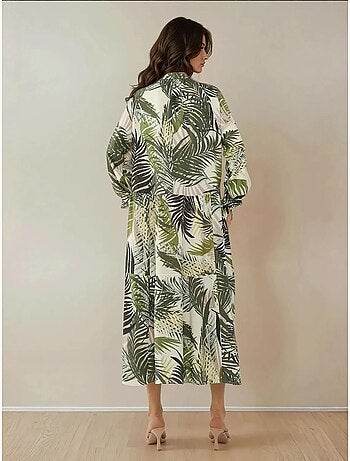 Robe longue à motif fleuri et col chemise hiccup