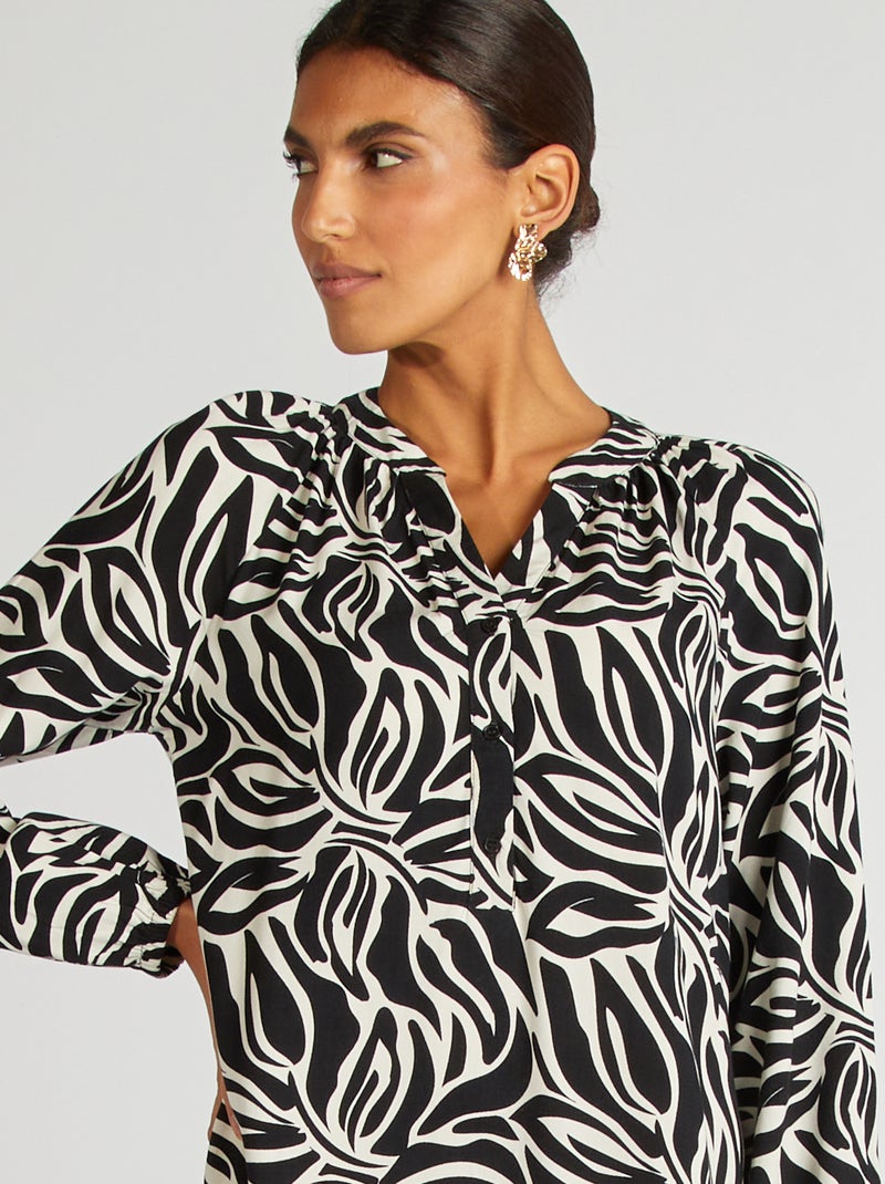 Robe longue à motif Noir - Kiabi