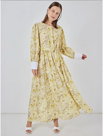 Robe longue à motifs avec fermeture boutonnée bdart
