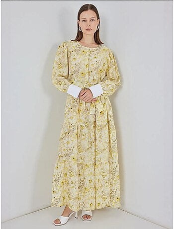 Robe longue à motifs avec fermeture boutonnée bdart