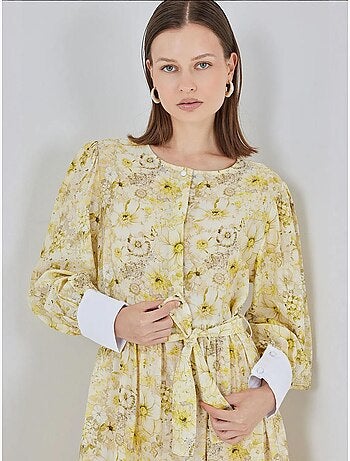 Robe longue à motifs avec fermeture boutonnée bdart