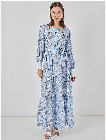 Robe longue à motifs avec fermeture boutonnée bdart