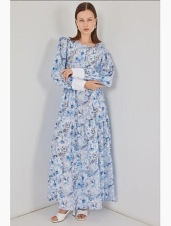 Robe longue à motifs avec fermeture boutonnée bdart