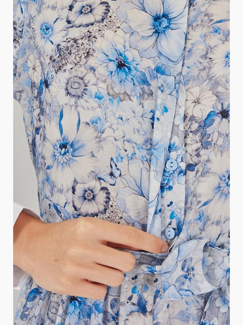 Robe longue à motifs avec fermeture boutonnée bdart Bleu clair - Kiabi