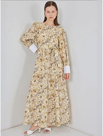 Robe longue à motifs avec fermeture boutonnée bdart