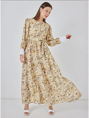 Robe longue à motifs avec fermeture boutonnée bdart