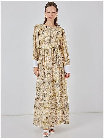 Robe longue à motifs avec fermeture boutonnée bdart