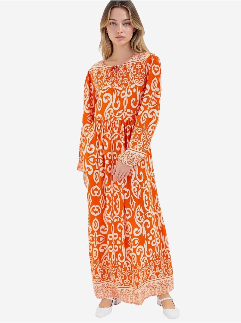 Robe longue à motifs bdart Orange - Kiabi