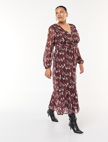 Robe longue à motifs et à manches longues