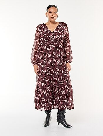 Robe longue à motifs et à manches longues