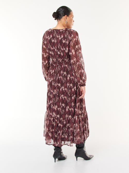 Robe longue à motifs et à manches longues - Kiabi