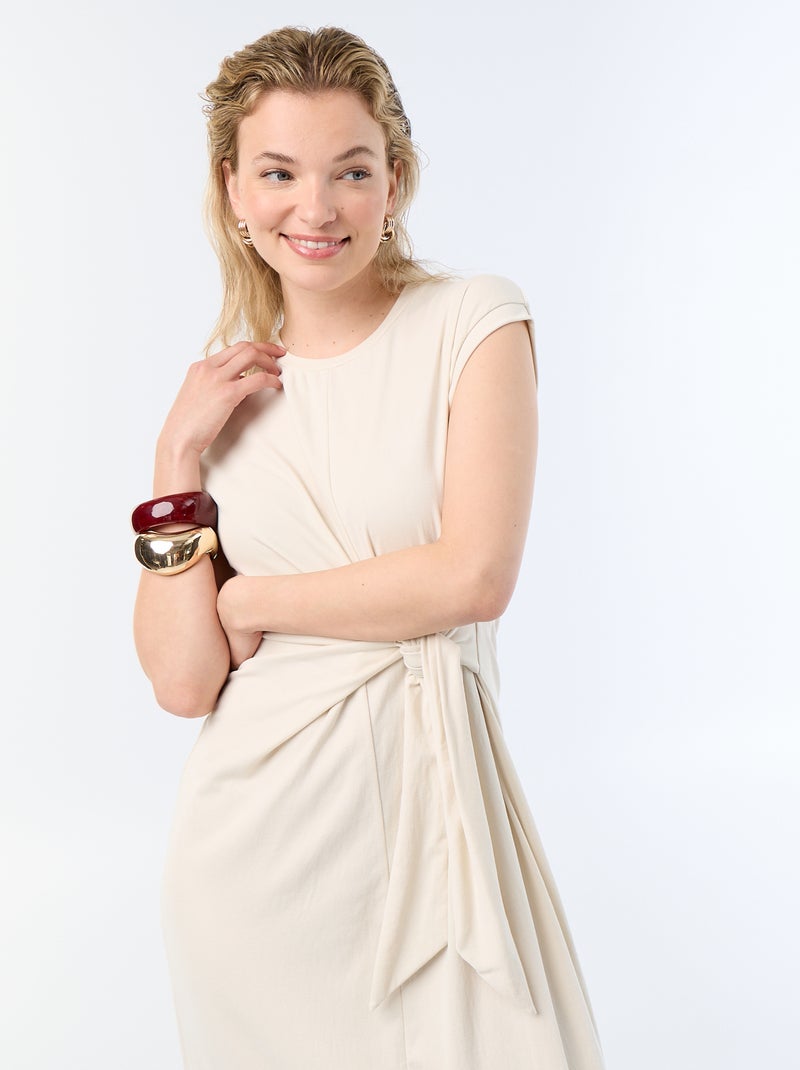 Robe longue à nouer Beige - Kiabi