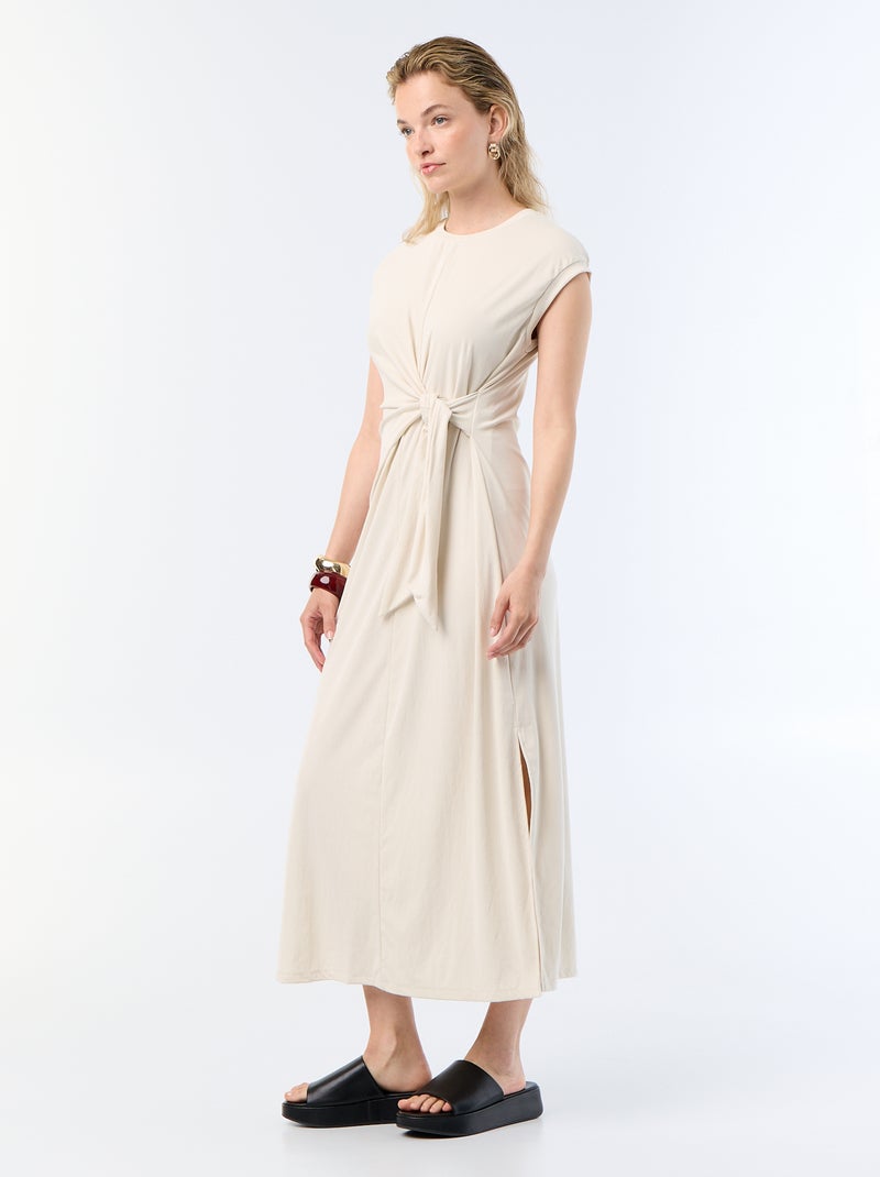Robe longue à nouer Beige - Kiabi