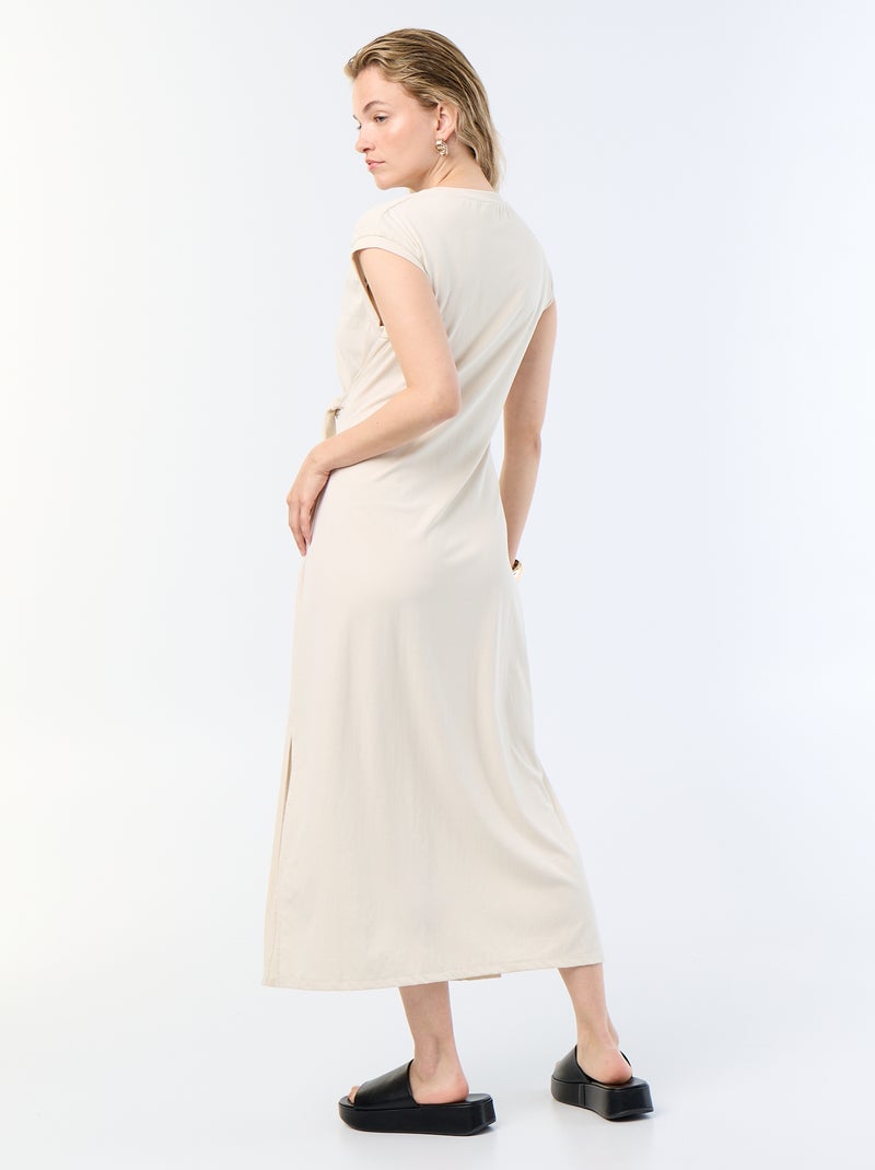Robe longue à nouer Beige - Kiabi