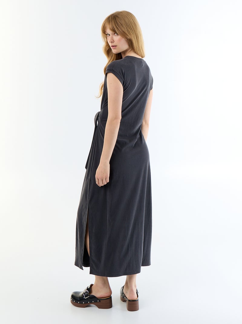 Robe longue à nouer Noir - Kiabi