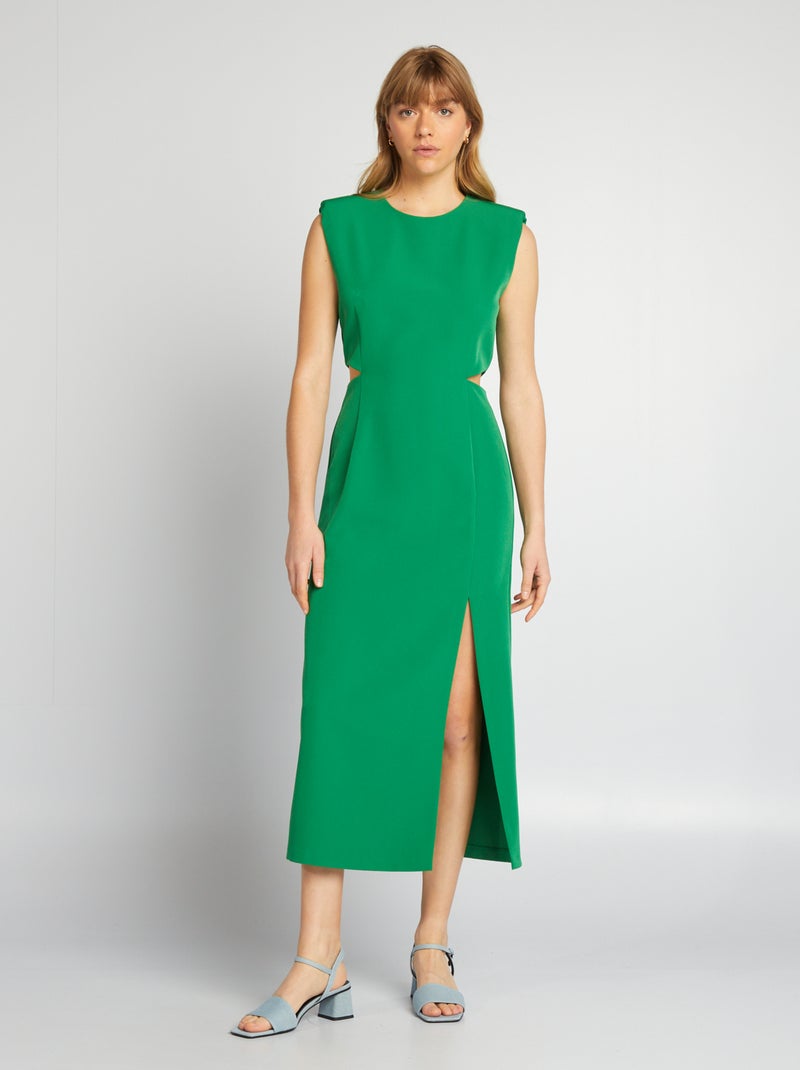 Robe longue à ouvertures vert - Kiabi