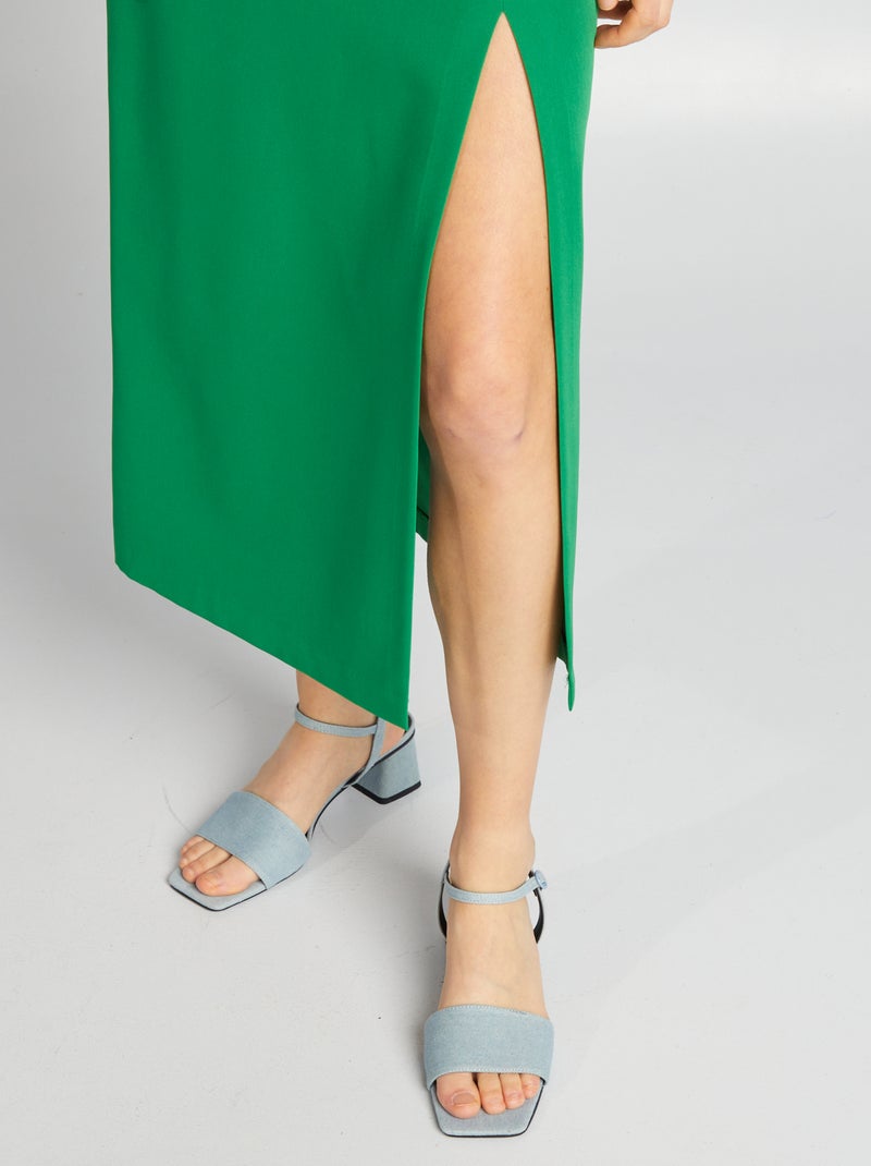 Robe longue à ouvertures vert - Kiabi