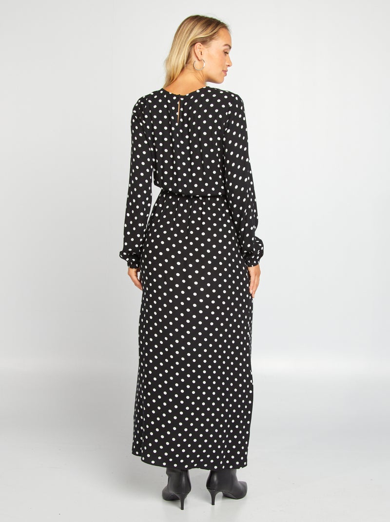 Robe longue à pois Noir - Kiabi