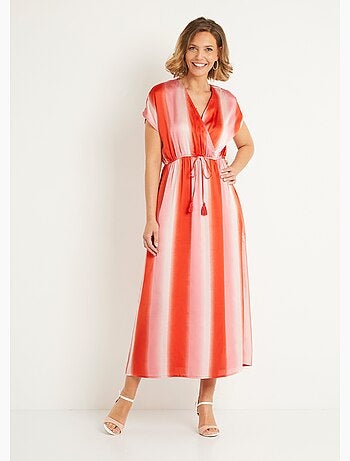 Robe longue à rayures taille à nouer - AFIBEL