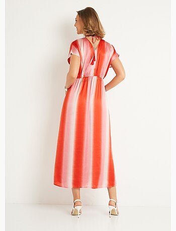 Robe longue à rayures taille à nouer - AFIBEL