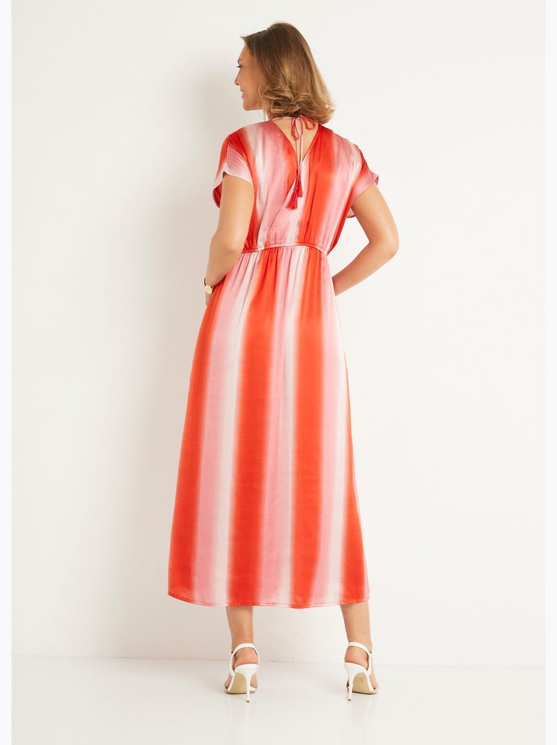 Robe longue à rayures taille à nouer - AFIBEL Orange - Kiabi