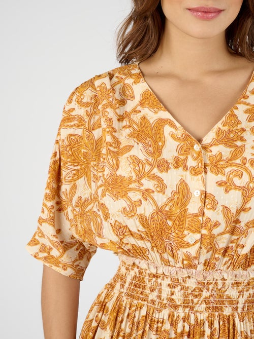 Robe longue à smocks - damart - Kiabi