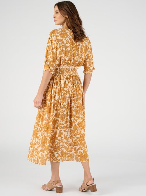 Robe longue à smocks - damart - Kiabi